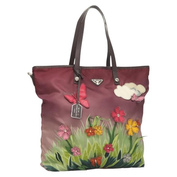 Prada Handbags - PRADA Flower Japan Limited Tote Bag Nylon Purple Auth BA2967